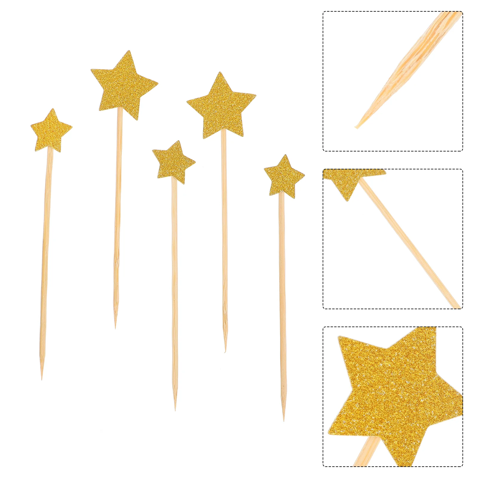 

60 Exquisite Frosted Star Shape Cake Ornament Cake Inserting Decor Topper