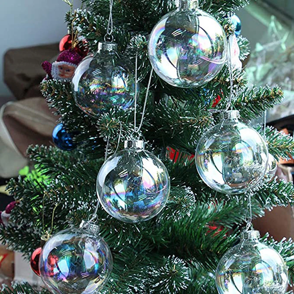 

12pcs Christmas Clear Baubles Transparent Fillable Balls 6/8/10cm Christmas Tree Hanging Ornament Wedding Mas Party Home Decor