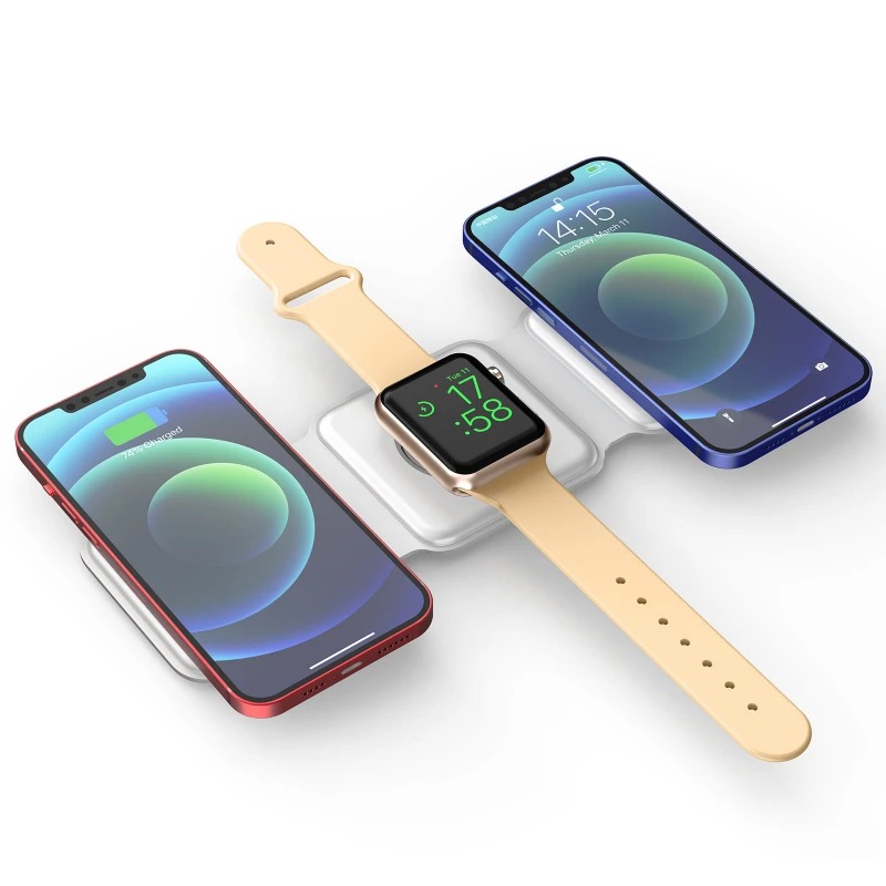 

New three in one 1213 series magnetic suction wireless charging mobile phone watch headset simultaneously charging folding
