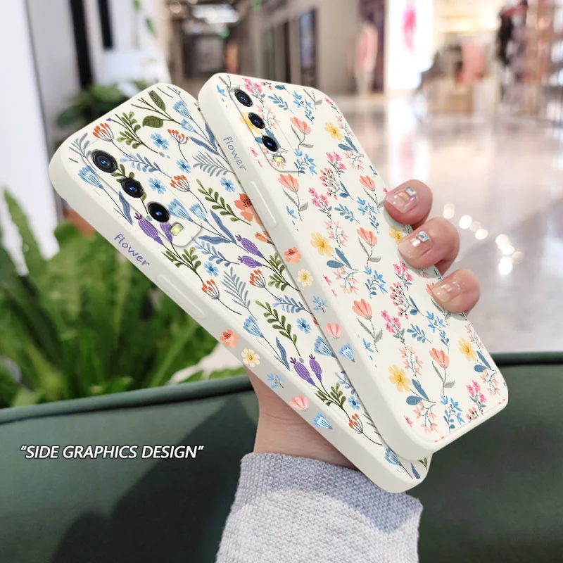 

Floral Cloth Phone Case For VIVO Y20 Y20i Y20S Y12S Y30 Y33S Y12 Y15 Y17 Y19 Y21 S1 Pro Y91 Y93 Y95 Silicone Cover