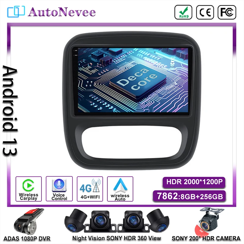 Android 13 для Renault Trafic 3 2014-2021 Opel Vivaro B 2014 - 2018 мультимедийный автомобильный плеер Авто