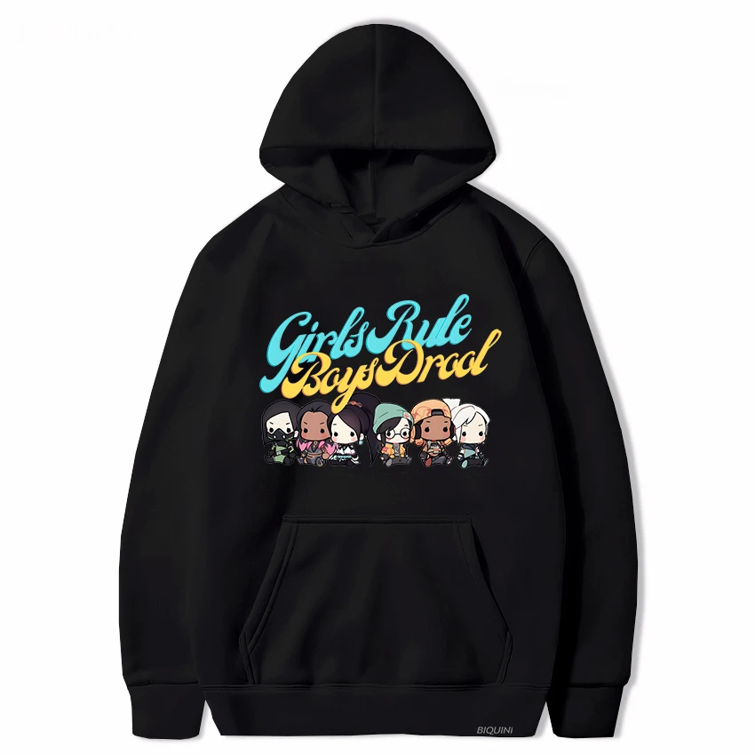 

Valorant Hoodie Men Cartoon Print Jett Viper Sage Killjoy Raze Reyna Cute Fashion Loose Sweatshirt Harajuku Cosplay Long Sleeve