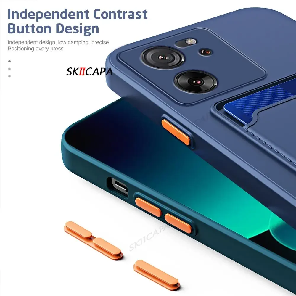 Фото For Xiaomi 14T Pro 14 T Card Slot Wallet Holder Cover for Xiaomi Mi 11T 12T 13T 14T Pro Soft Silicone Magnetic Ring Stand Case №4