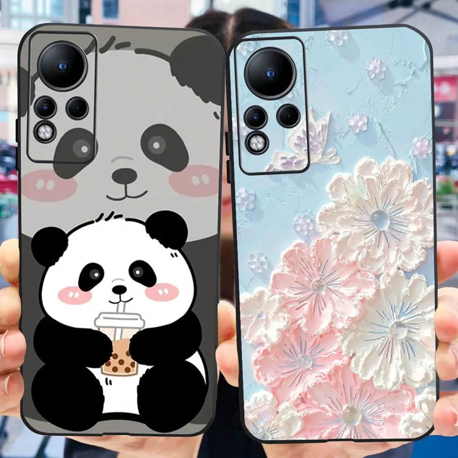 Lovely Printing Case For Infinix Note 11 Black Silicone Soft Back Cover Note11 X663 X663B Phone Cases