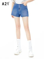 a21 women high waist 100 cotton denim shorts 2022 summer new loose straight short pants for female slim casual bottoms