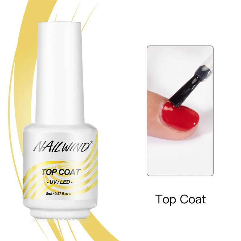

NAILWIND 8ML Nail Top Coat Gel Nail Polish UV LED Gel Lacquer Nail Art Primer Without Stick Layer Semi Permanent Nail Extension