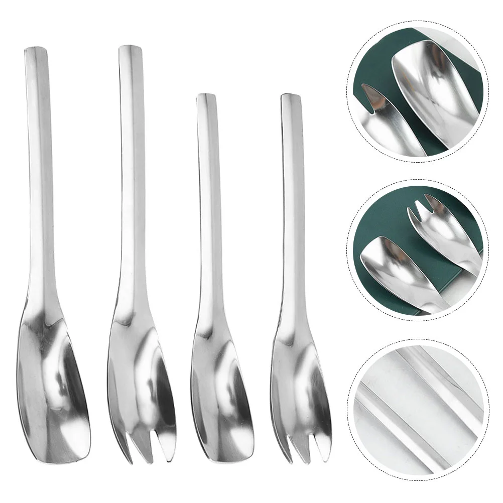 

Spoon Salad Spoons Stainless Steel Kitchen Forks Ice Coffee Dessert Kids Utensils Serving Server Metal Cream Mixing Tablespoons