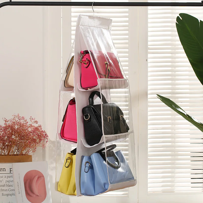 

Hook Storage Hanging Bag Bag Rotating Double-sided Six-layer Bag Storage Sorting Bag Multi-layer Perspective Dust Bag Wholesale
