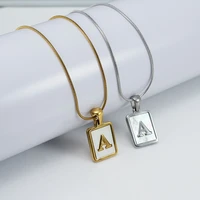 2022 fashion gold silver letters square necklace for women girls stainless steel chain pendant vintage jewelry party gifts