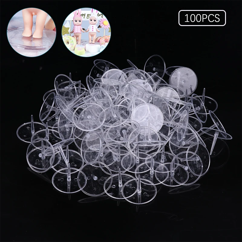 

100pcs Practical Cake Stands Decoration Bottom Bracket Transparent Plastic Fondant Chocolate Holders Kitchen Accessories