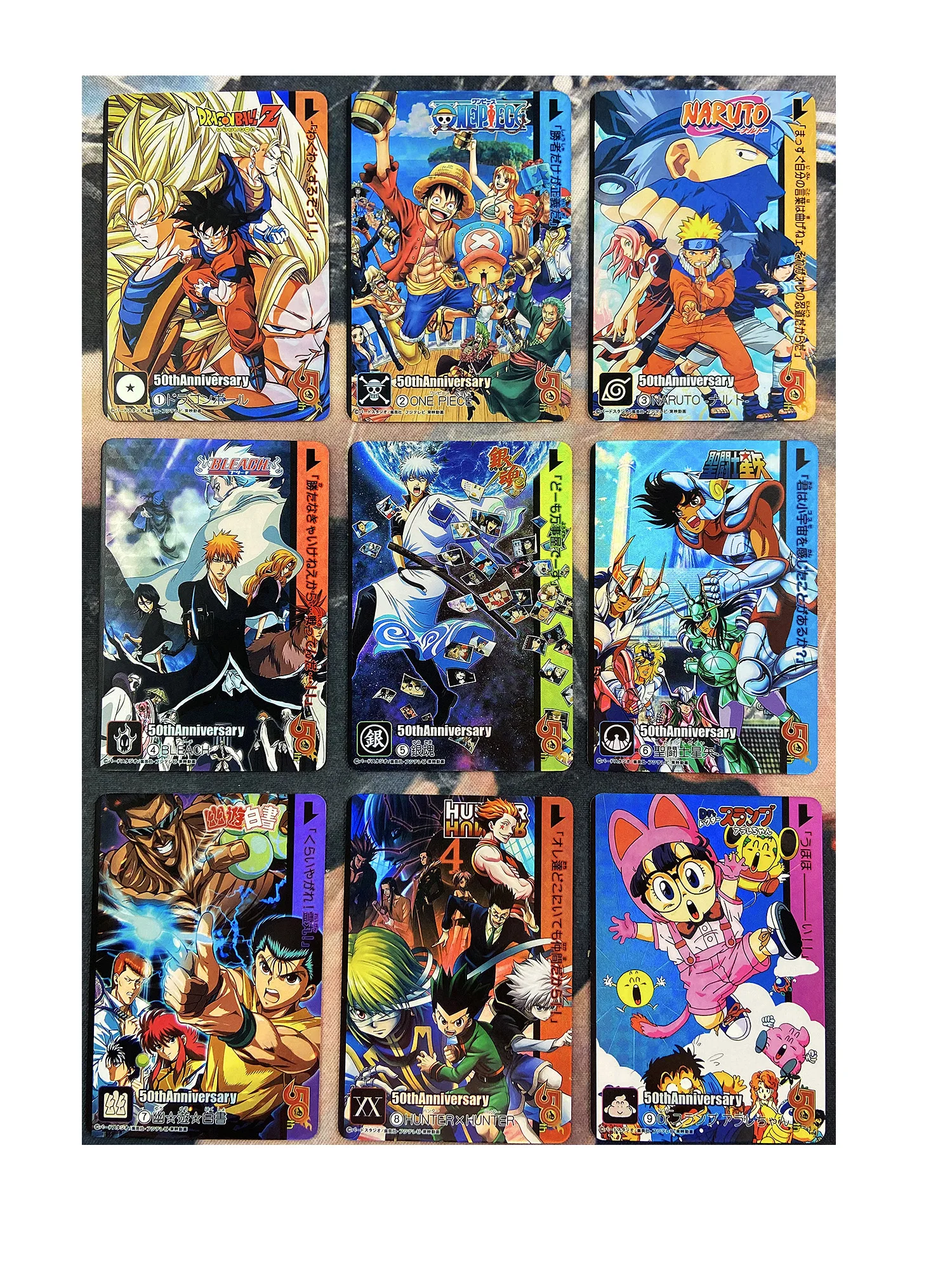 

9pcs/set Jump 50th Anniversary Weekly Shonen Saint Seiya Dragon Ball Z No.1 Hobby Collectibles Game Anime Collection Cards