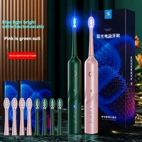 adult ultrasonic smart electric couple toothbrush multi mode tooth cleaner whitening teeth free with 8 brush heads