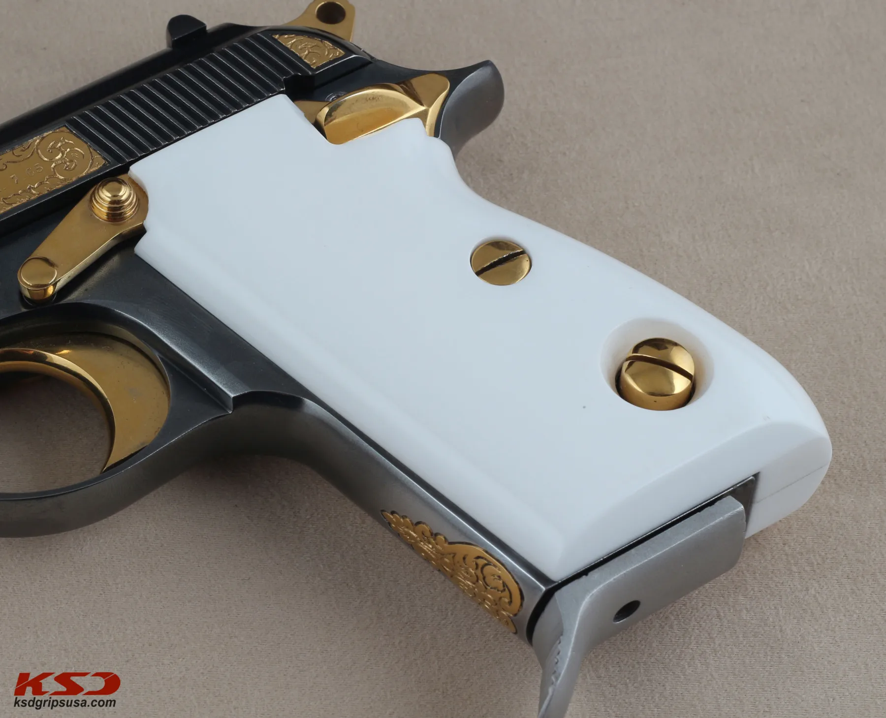 

Ksd Grips Beretta 70 70S 71 Puma models Compatiblle White Acrylic Grip for replacement (Thumb style safety) white Acrylic