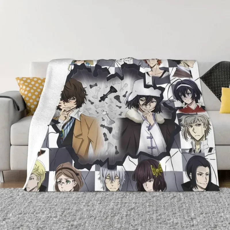 Флисовое одеяло Bungou с изображением бродячих собак весна-осень японское