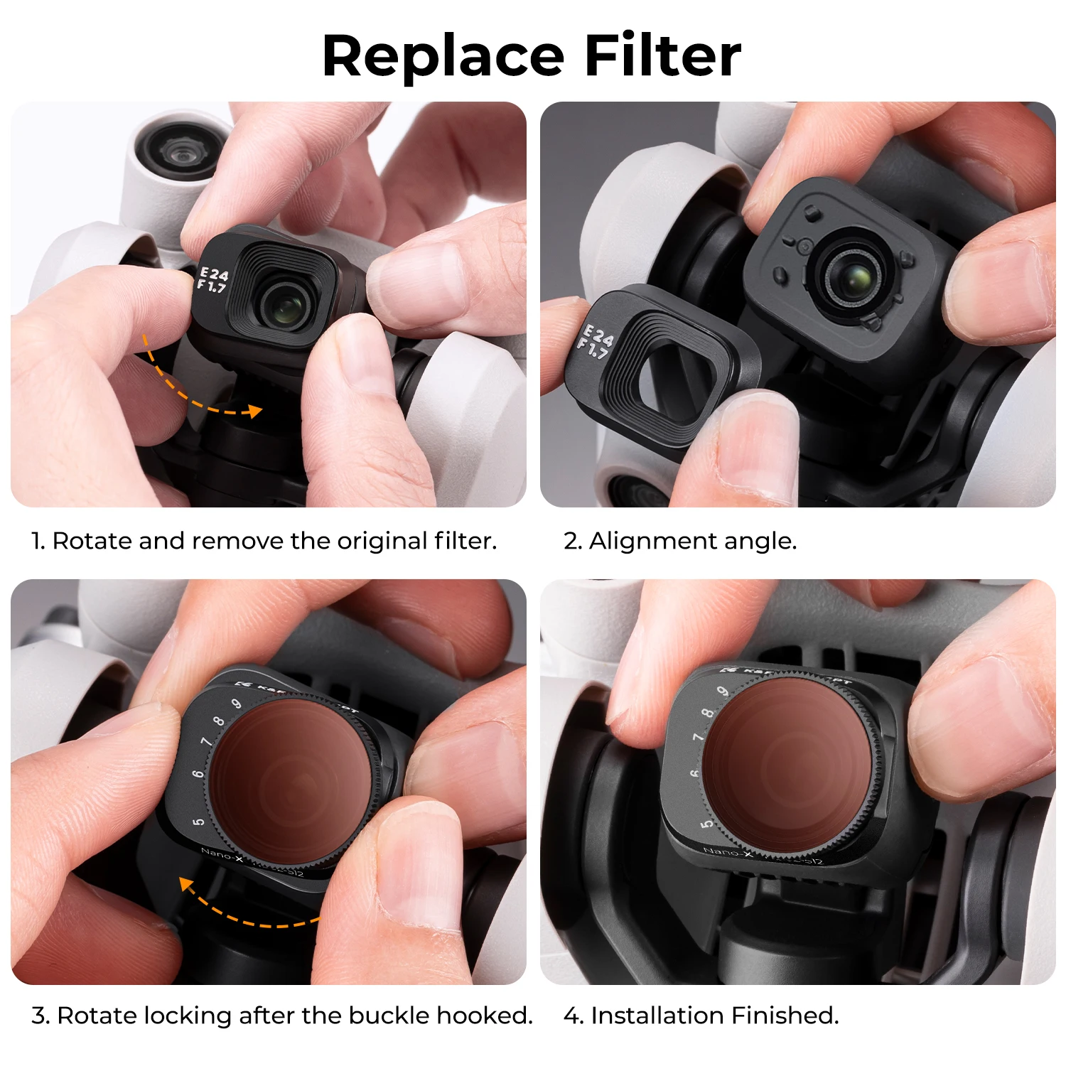 K&F Concept Drone Filter for DJI Mini 3 Pro Variable ND2-ND32/ND32-ND512 Camera Coating Optical Glass Lens DJI Drone Accessories images - 6