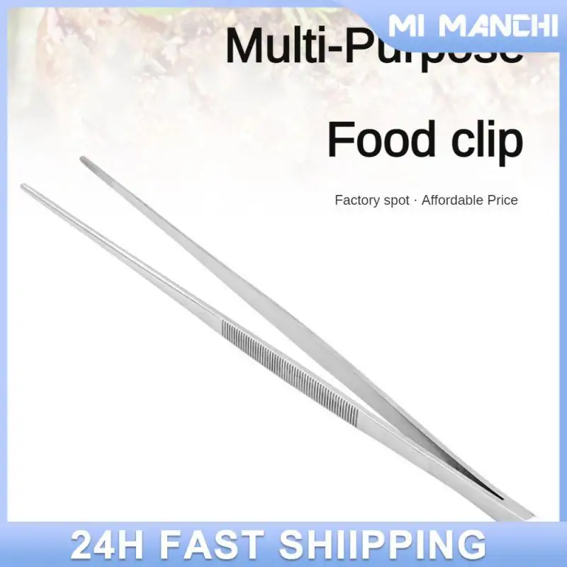 

Barbecue Clip Not Easy To Slip Silver Stainless Steel Clip Household Bbq Tongs Grasp Firmly Food Clip Barbecue Tool 30cm Long
