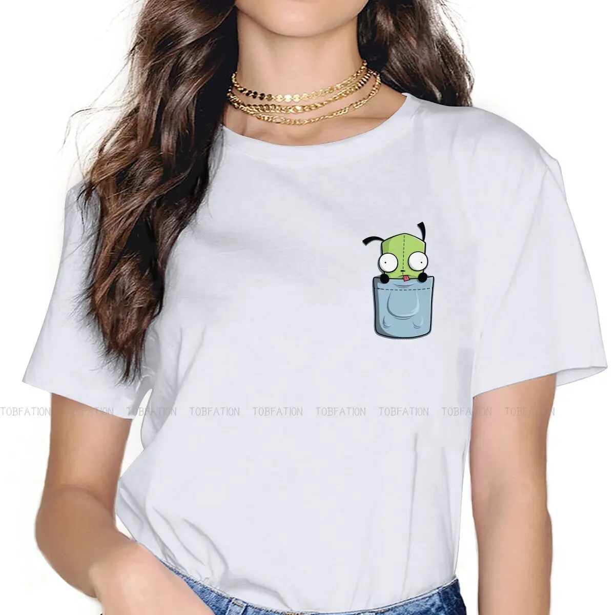 

Invader Zim Gaz Membrane Animated Women T Shirt Pocket Spare Parts Essential Female Tops Harajuku Tees Ladies Cotton Tshirt