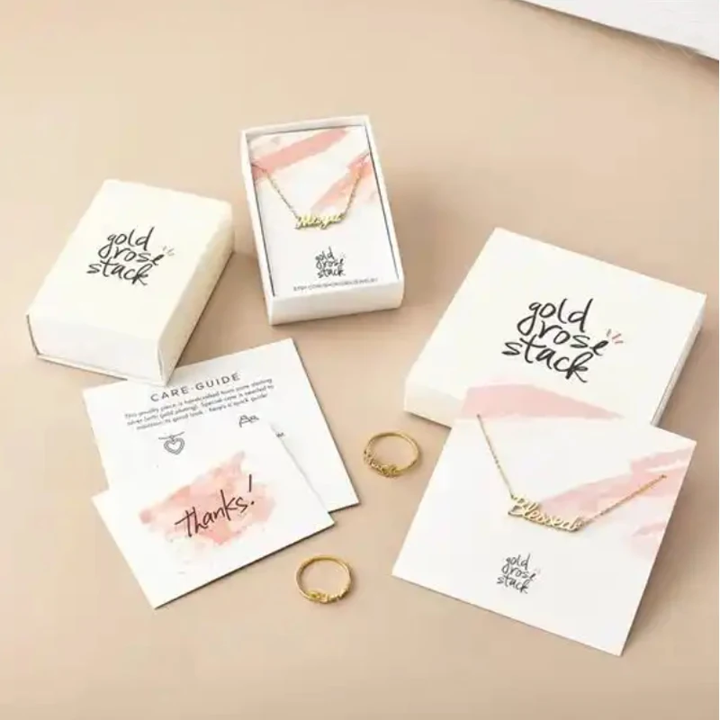 Custom Logo Necklace Paper Card 6x6cm 8x8cm pack of 100 Earring Stud Jewelry Packaging Display Holder