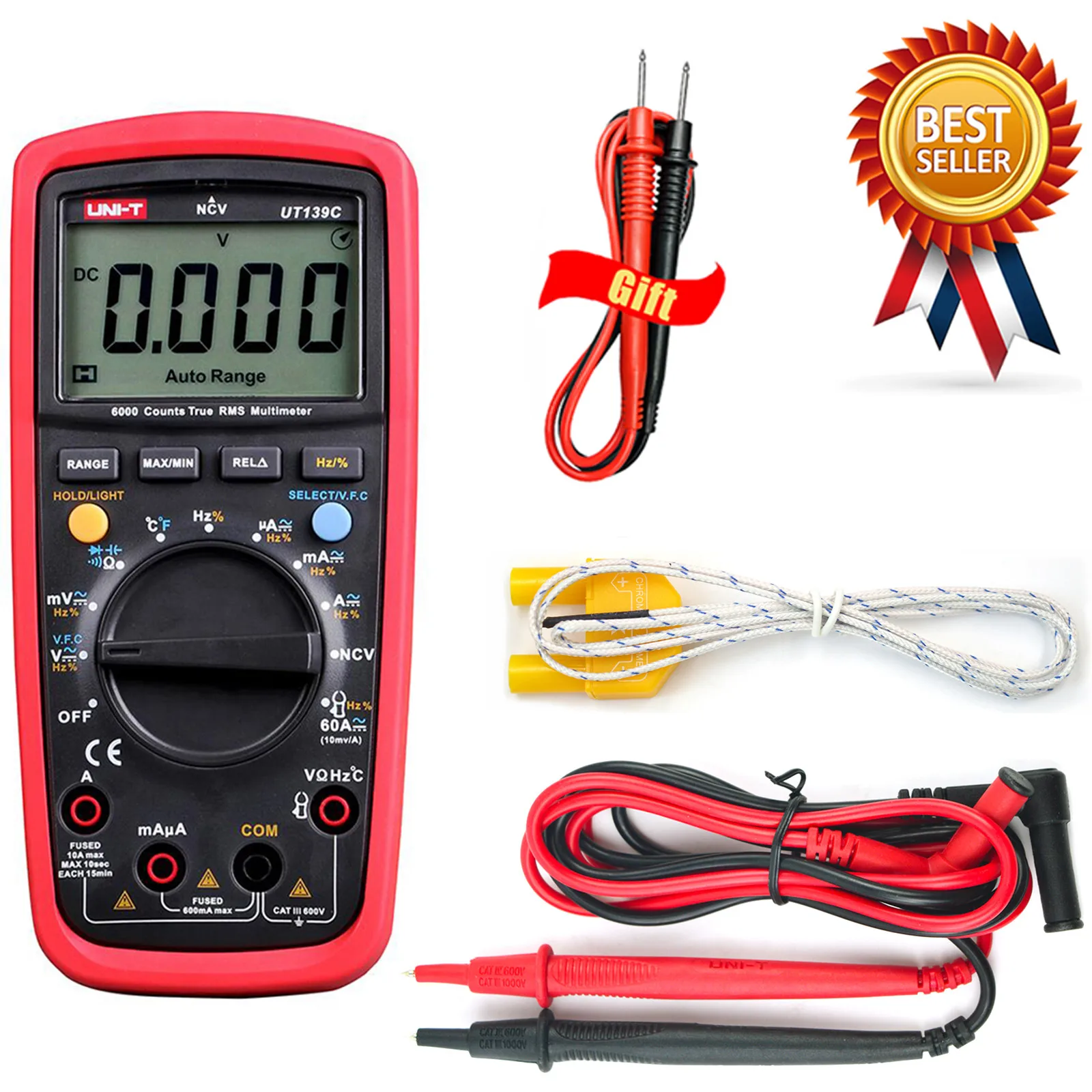 

UNI-T UT139C UNIT Digital Multimeter Auto Range True RMS Meter Capacitor Tester Handheld 6000 Count Voltmeter Temperature