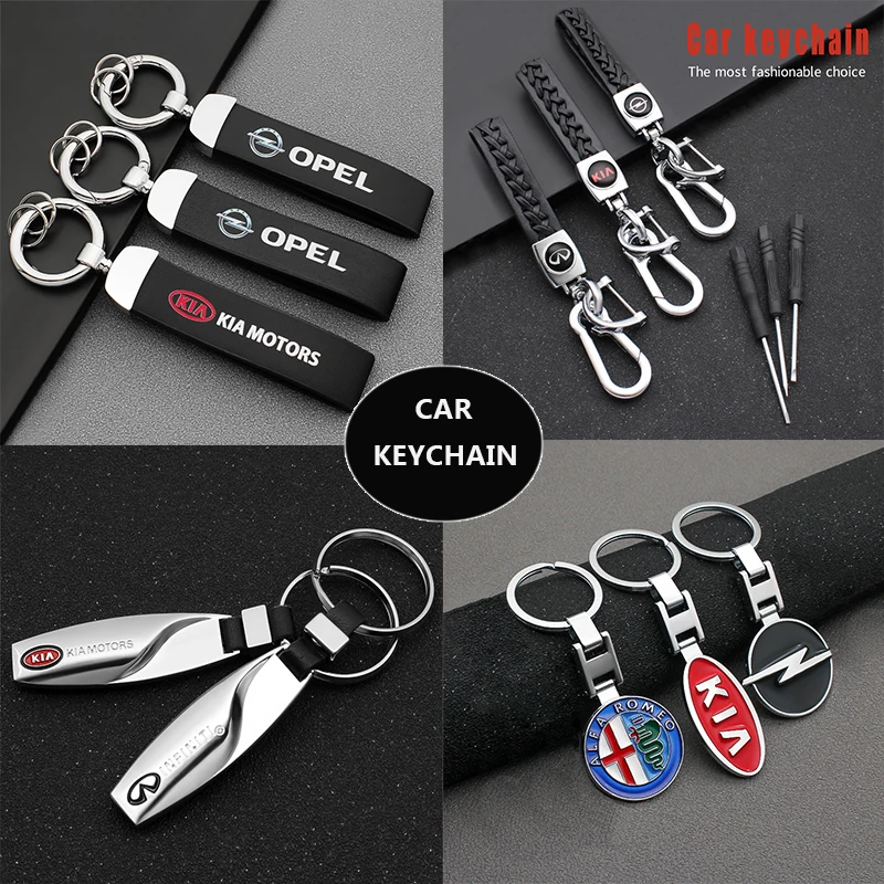 

3D Metal Braided Leather Car Badge Key Chain Ring Keychain For Mercedes BMW Audi Honda Toyota chevrolet citroen c5 x7 Renault