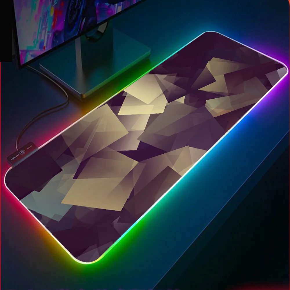 

XGZ Personality Black Triangle Rgb Mousepad XXL Gamer LED Backlight Laptop PC Gaming Accessories Keyboard Mouse Mat Gaming Desk