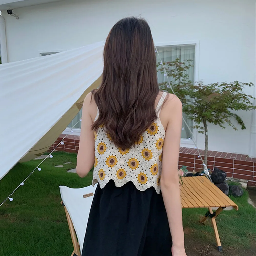 Богемные вязаные крючком топы ручной работы летние цветочные майки сексуальный