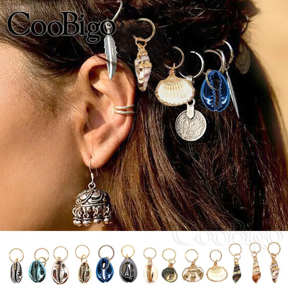 Pendants Shell Dreadlocks Braid Hair Beads Hair-rings Bracelet Necklace Hairpin Earring DIY Craft Supplies 1set
