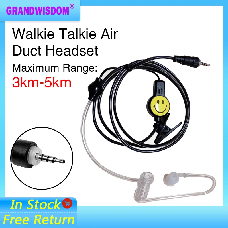 Grandwisdom Walkie Talkie Smile Earpiece pbx приемник Dual PTT, подвесная гарнитура, наушники Puxing Baofeng для любительской двусторонней радиосвязи от AliExpress RU&CIS NEW