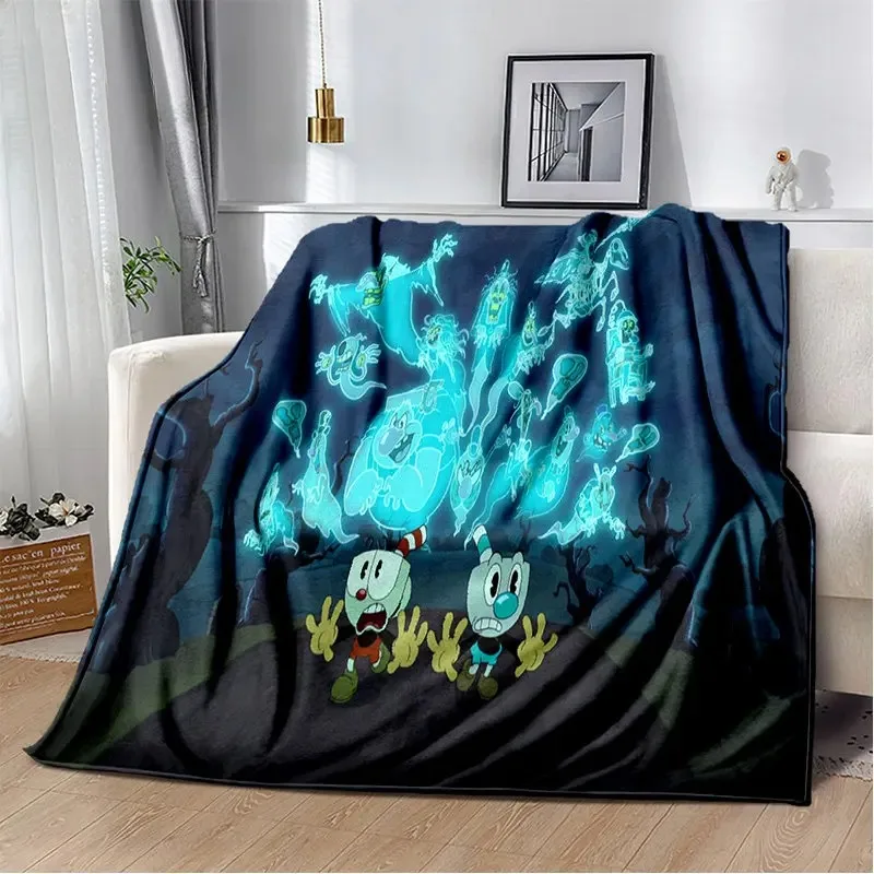 Мягкое плюшевое одеяло Cuphead and Mugman мягкое для игрового геймера фланелевое