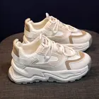 Женские массивные кроссовки, серые или бежевые спортивные удобные повседневные кроссовки на платформе, Вулканизированная подошва, на шнуровке, для весны, 2022