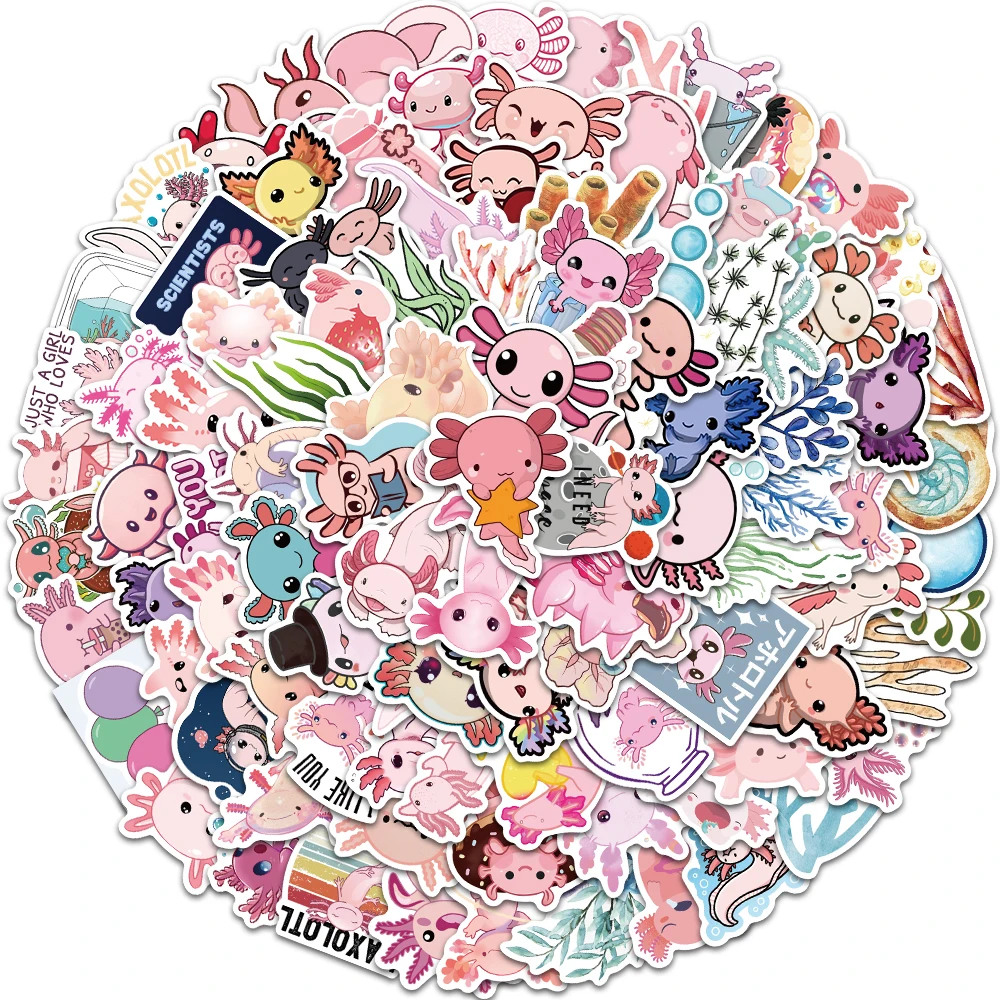

10/50/100pcs Cute Axolotl Graffiti Sticker Cartoon Vinyl Waterproof Decals Luggage Phone Laptop Guitar Diary Bicycle Stickers