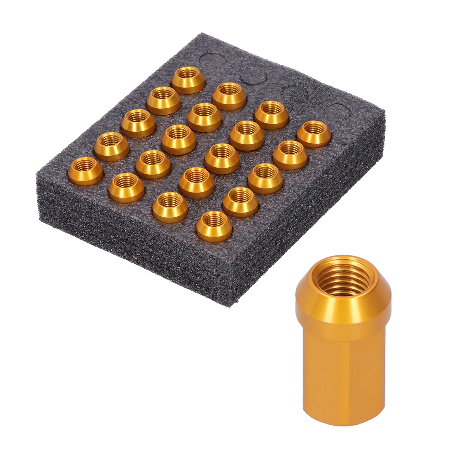 

20pcs Wheel Lug Nuts M12x1.5 Thread 1.3in Height 7075-T6 Aluminum Locking Lug NutsGold