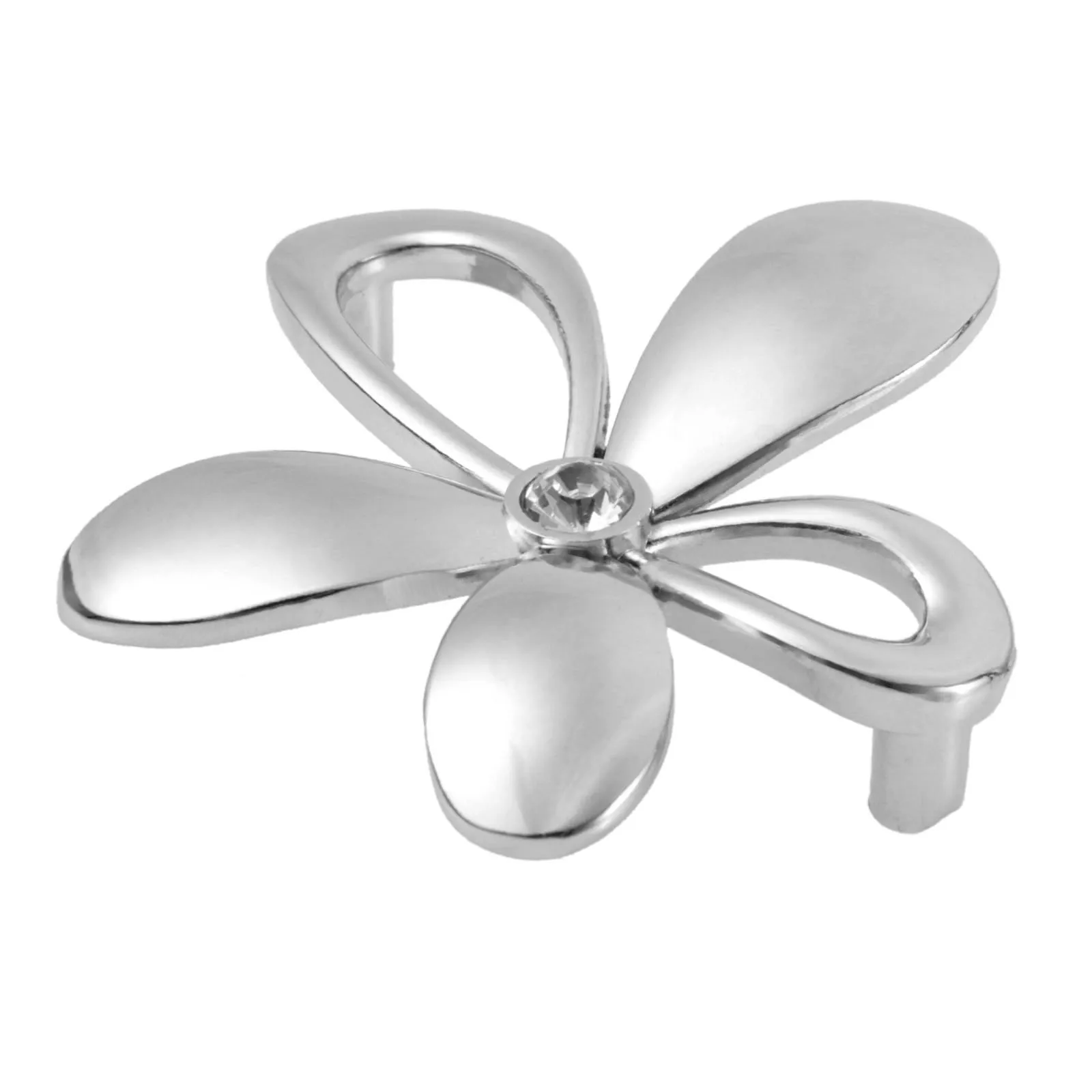 

1Pc 64 mm Silver Flower Shape Pull Glass+Zinc Alloy Flower Drawer Knob Handles Kitchen Cabinet Pulls Door Handle Knob Hardware
