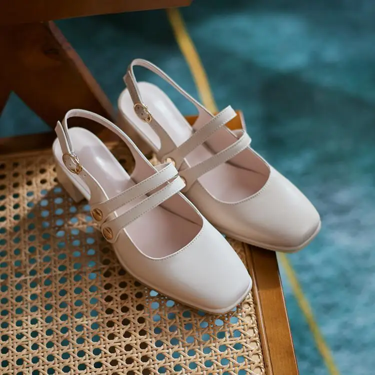 

Женские босоножки на среднем каблуке, универсальные черные босоножки Мэри Джейн на прозрачном каблуке, большие размеры, лето 2022