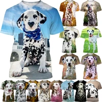 hot sale new cute dalmatian short sleeved t shirt unisex casual 3d animal printed t shirt men and women pet dog streetwear top