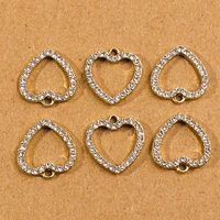 10pcs 18x19mm cute crystal love heart charms for jewelry making pendants necklaces earrings diy handmade bracelets crafts supply