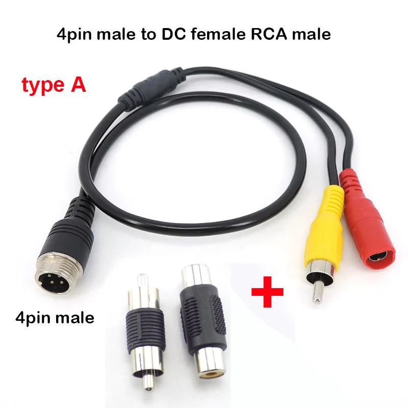 

M12 Авиационная головка 4-контактный штекер постоянного тока Разъем RCA Двойной соединительный удлинительный кабель «папа-мама»