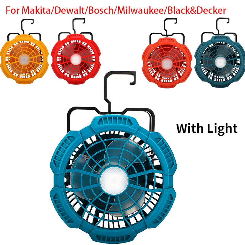 

External Battery Ceiling Fan Suitable For Makita Dewalt Bosch Milwaukee Black&Decker 14.4-18V Lithium Battery With Light