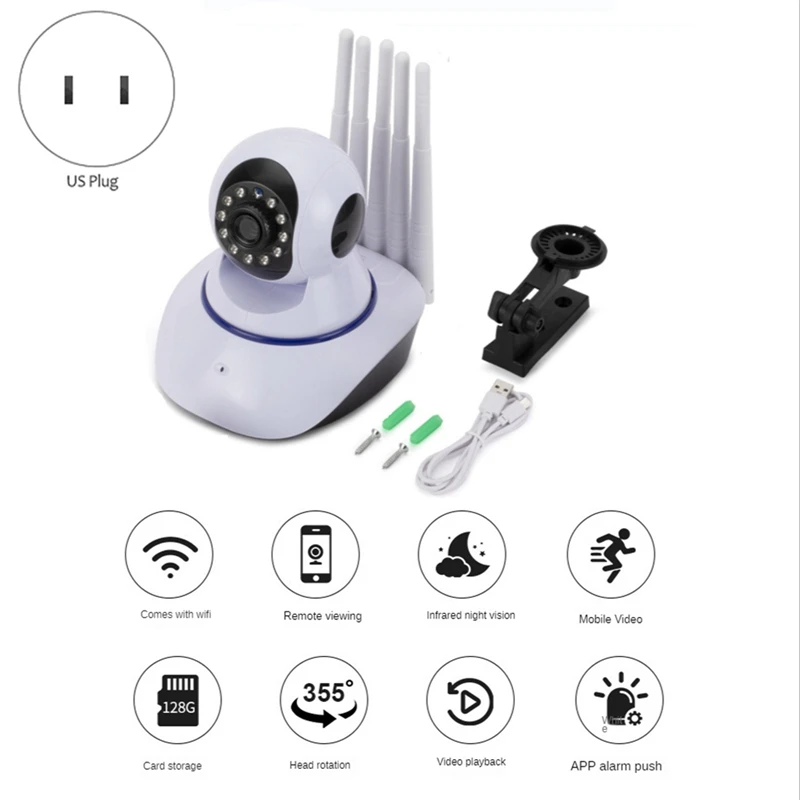 

Беспроводная Wi-Fi камера 1080P с инфракрасным ночным видением, встряхивающая машина, 360 °, фотокамера с дистанционным мониторингом