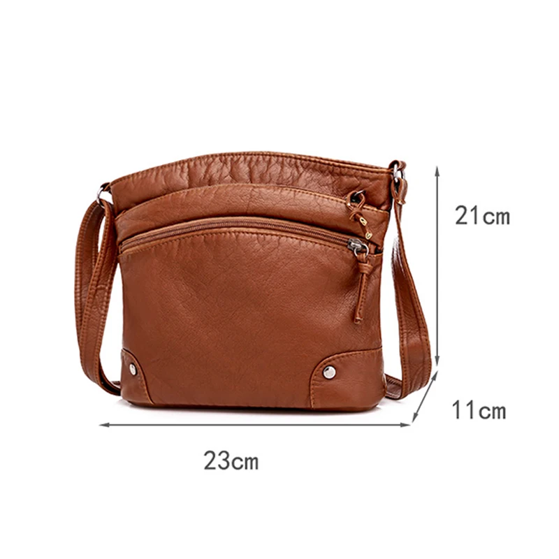 1X Medium Cross Body Shoulder Bag High Quality Leather Handbag Soft Leather Women's Bag Retro Washed Leather Pu Casual Fashion