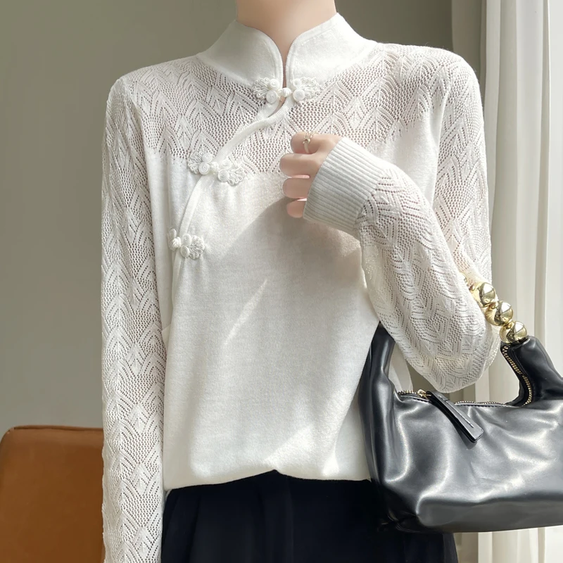 Весенне-осенний новый камвольный свитер из ультратонкой шерсти женский