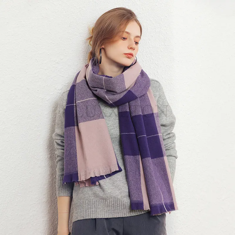 

Women Winter Thick Fashion Soft Warm Lady Cashmere White And Black Long Houndstooth Scarf With Tassel