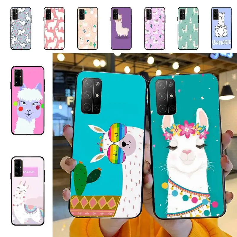 

Kawaii Cute Llama Alpaca Animals Cartoon Phone Case For Huawei Honor 10 lite 9 20 7A pro 9X pro 30 pro 50 pro 60 pro 70 pro plus