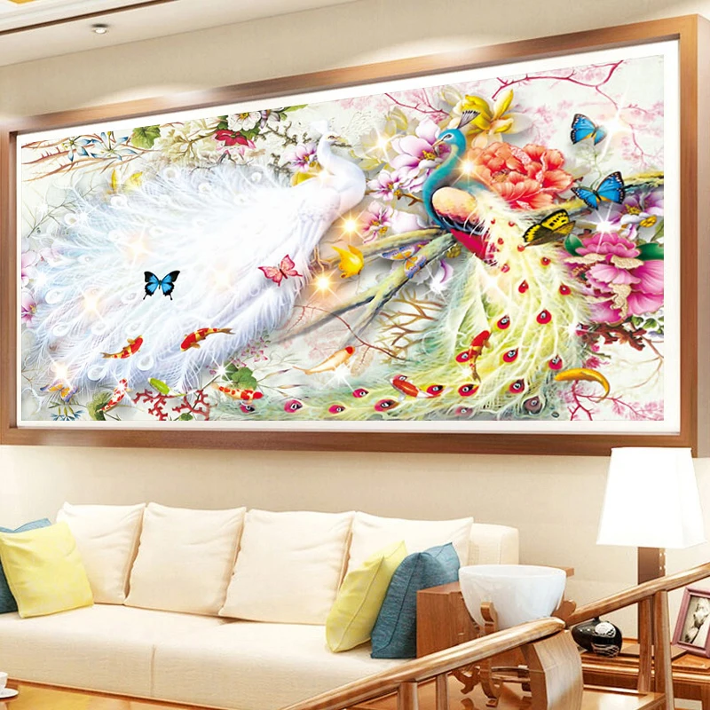 

5D DIY Full Diamond Painting Kit Peacock Flower Diamond Embroidery Animals Cross Stitch Wall Art Painting Living Room Home Decor