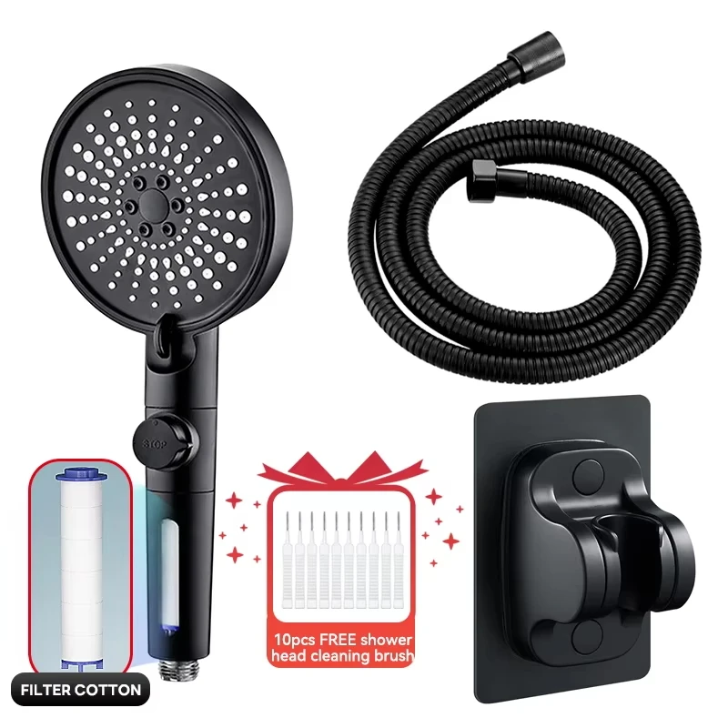 

Душевая лейка ABS-пластик 12,5 см 5 режимов серый/черный/серебристый