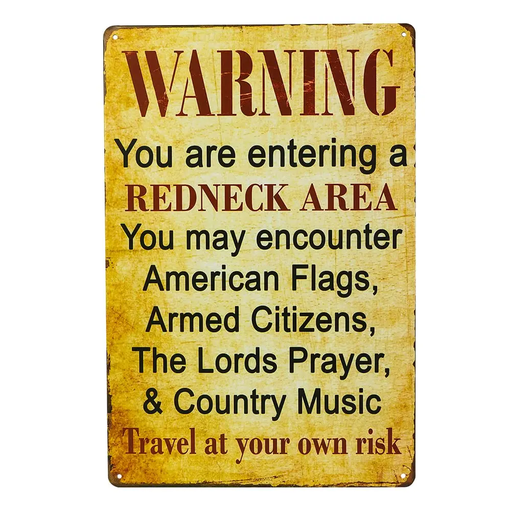 dingleiever-Warning You Are Enter a Redneck Area Винтажный металлический/плакат с табличкой