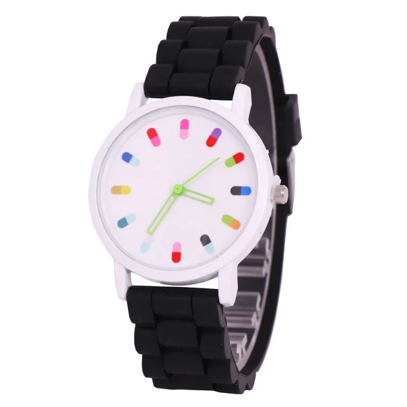 Fashion Silicone Capsule Jelly Quartz Watch Color Pointer  Pattern Women's Children's Watch