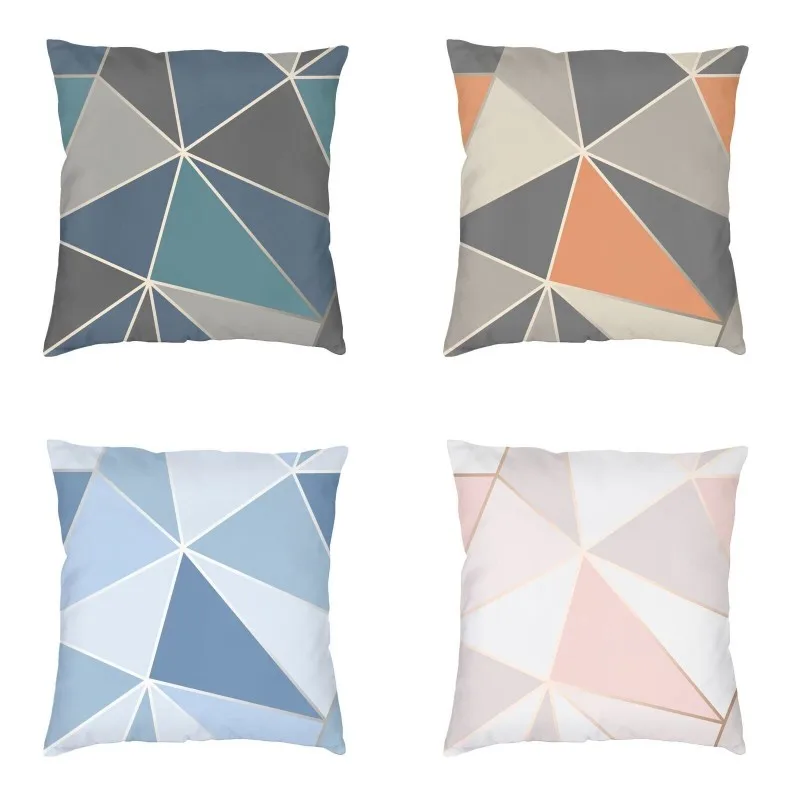 

Современная Геометрическая абстрактная треугольная синяя серая наволочка для дивана Геометрическая декоративная подушка