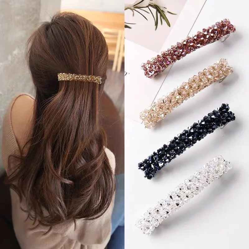 

Korean Elegant Hairpins Hairgrips Crystal Rhinestone Barrettes Hair Clips Women Girls Hair Accessories One Line Hair Grips 헤어핀