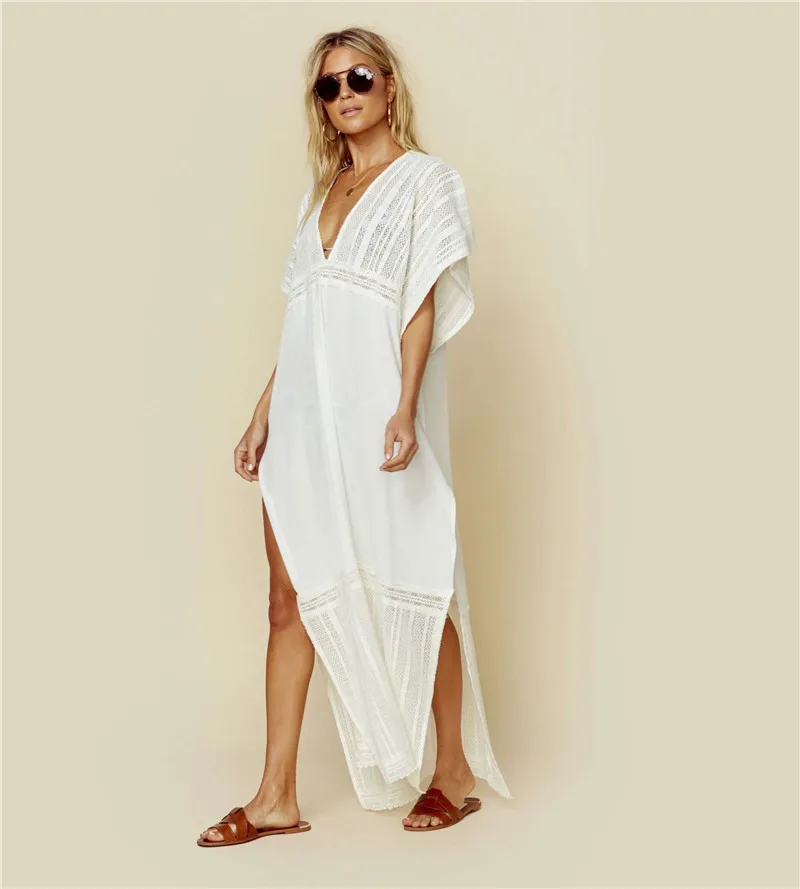 

Beach Dress Women Beach Wear Cover-ups Long White Tunic Bikini Swimsuit Cover Up Bath Dress Sarong plage pareo